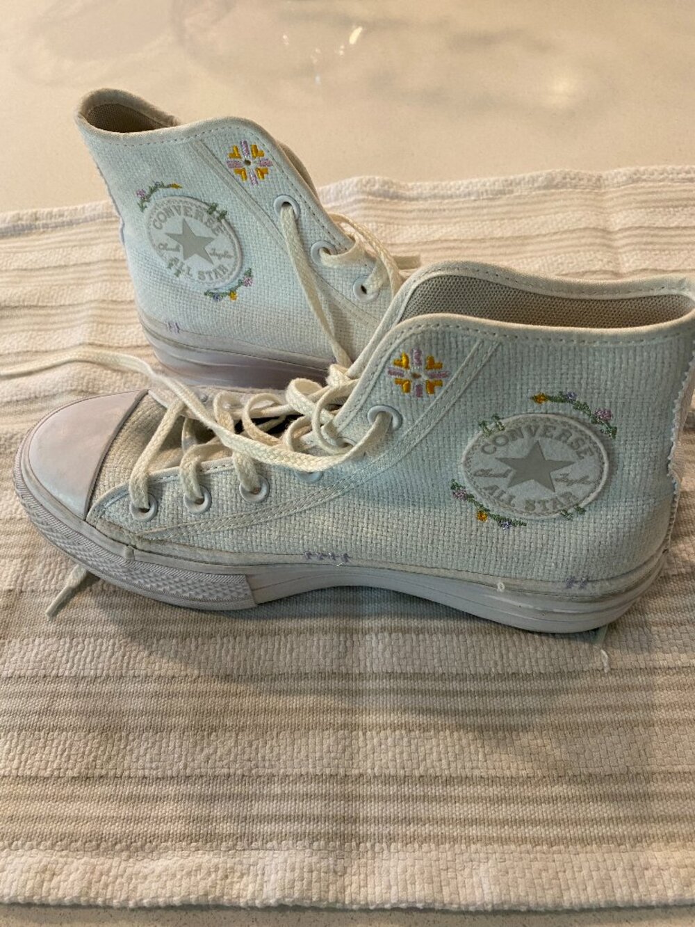 Converse embroidered white high-tops